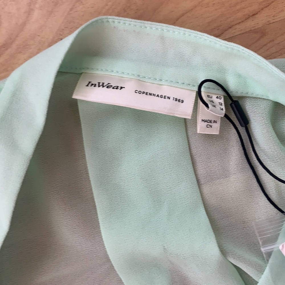 InWear | Green Button Front Blouse Size 12 - Picture 7 of 9